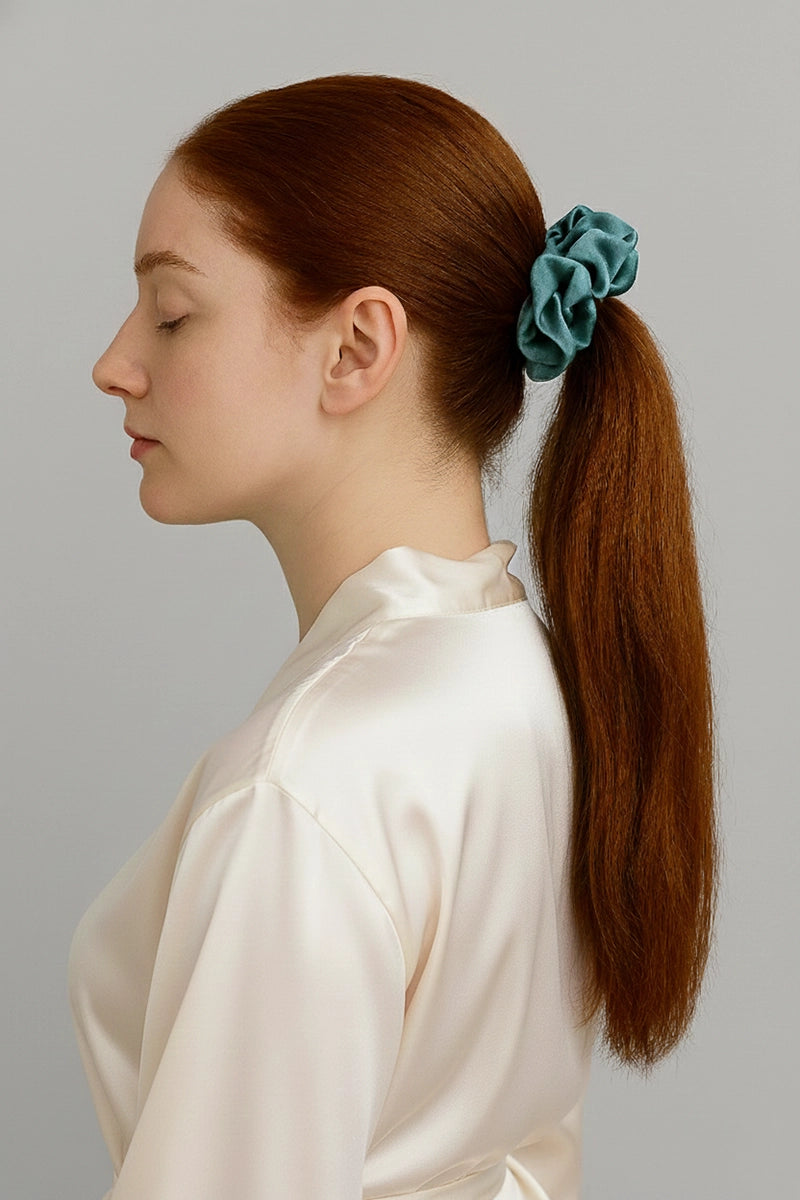 Pure Silk Scrunchie Teal