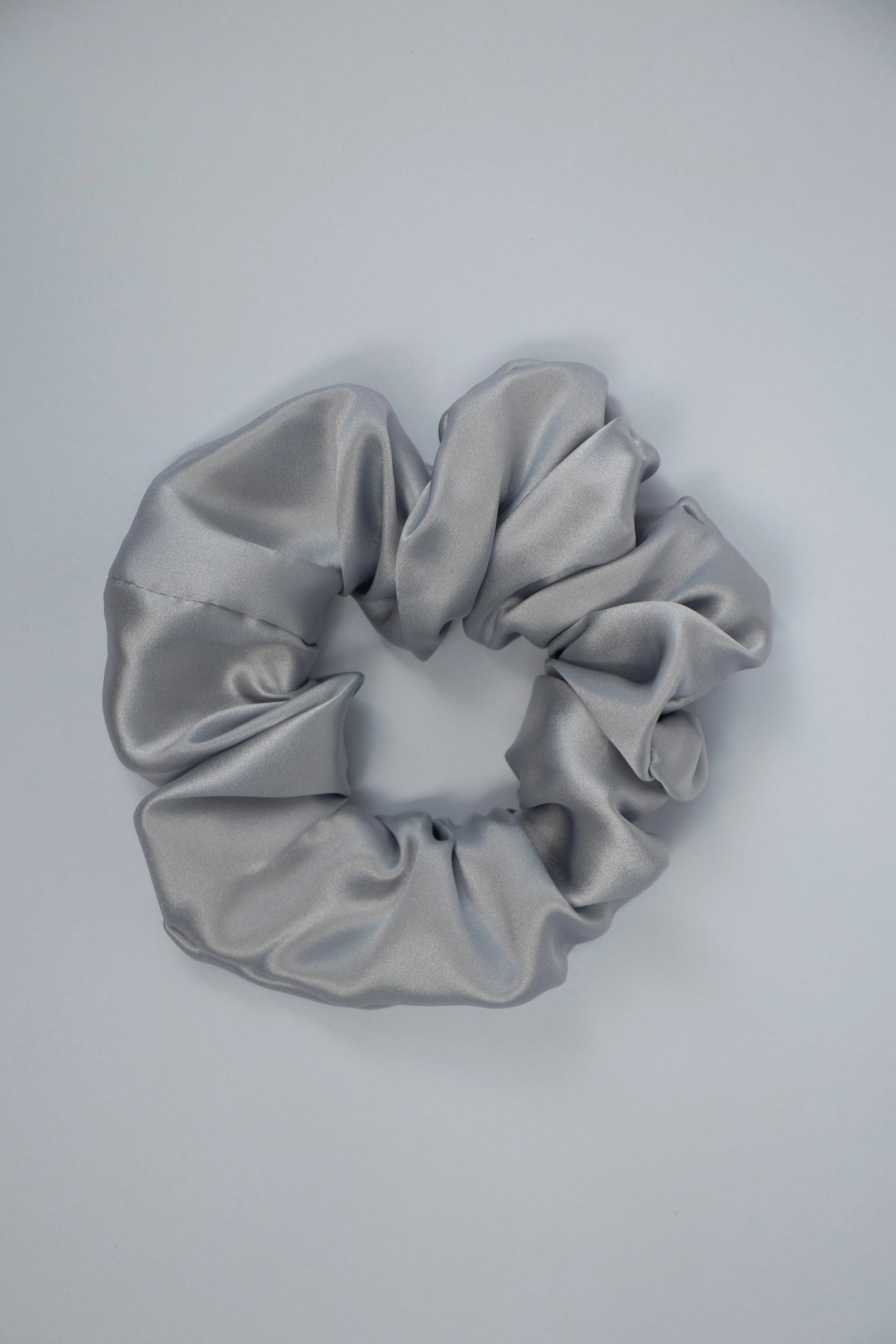 Pure Silk Scrunchie Silver