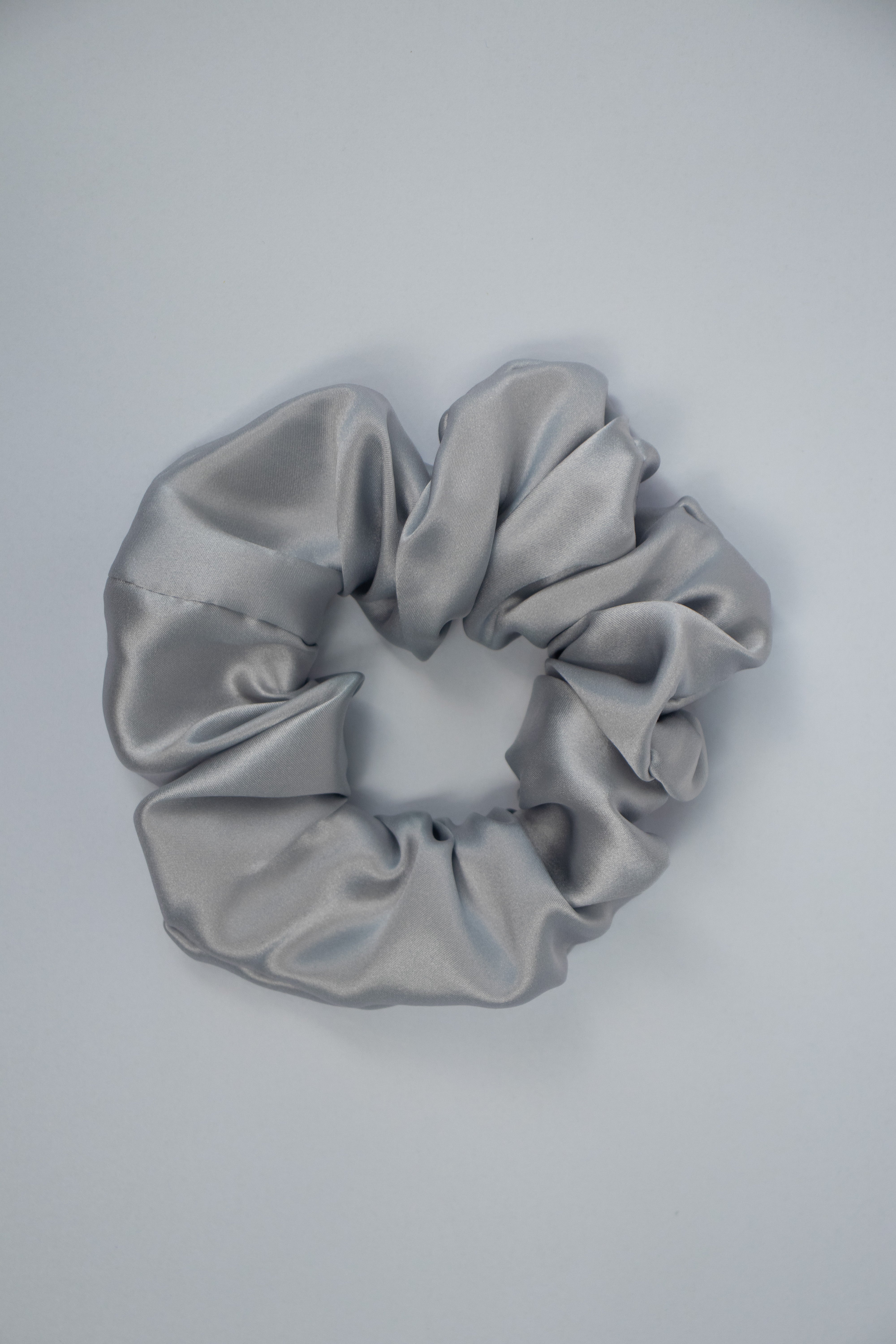 Pure Silk Scrunchie Silver